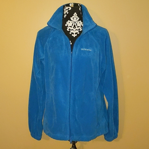 Columbia fleece jacket with zippered pockets and drawstring waist Sz L - Picture 2 of 10